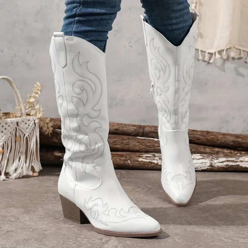 Mencía | Botas Cowboy Mujer Caña Alta Bordadas