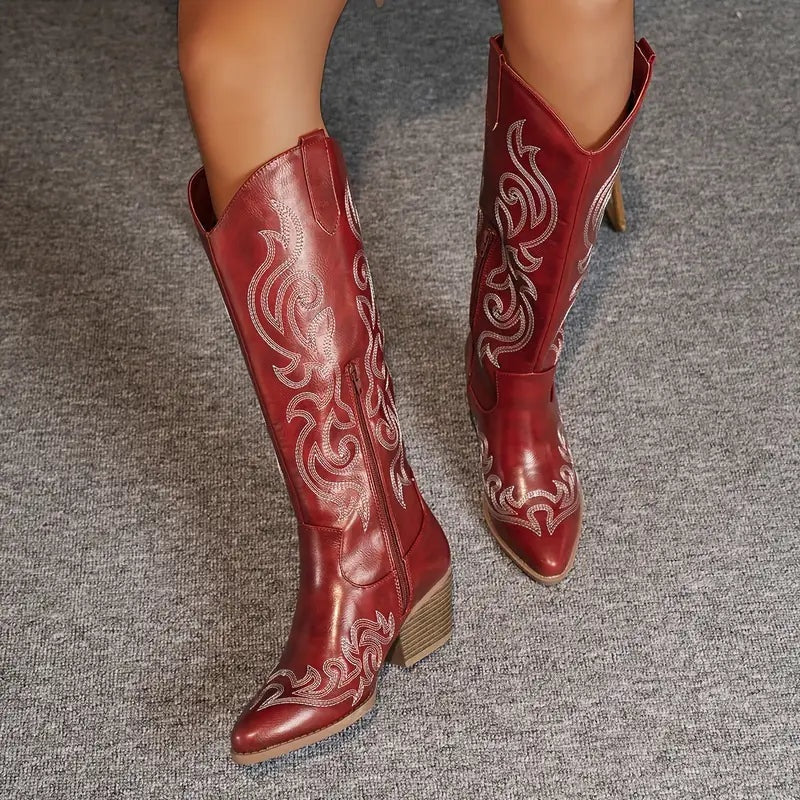 Mencía | Botas Cowboy Mujer Caña Alta Bordadas