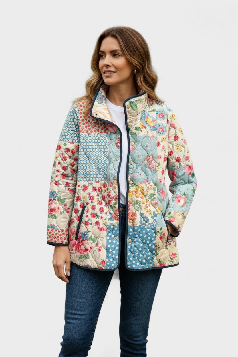 Mencía | Cazadora Acolchada Estampada Entretiempo Mujer Patchwork Floral