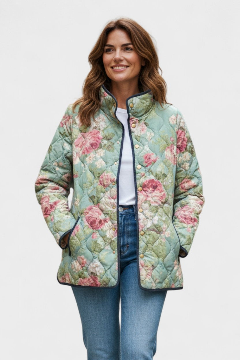 Mencía | Cazadora Acolchada Estampada Entretiempo Mujer Patchwork Floral