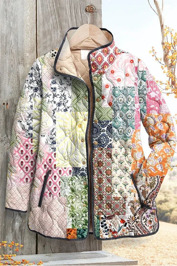 Mencía | Cazadora Acolchada Estampada Entretiempo Mujer Patchwork Floral