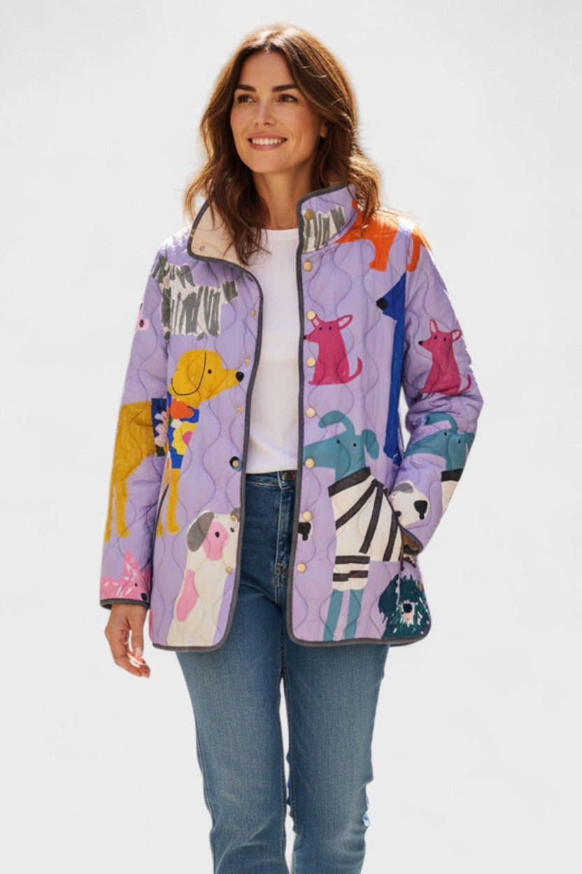 Mencía | Cazadora Acolchada Estampada Entretiempo Mujer Patchwork Floral