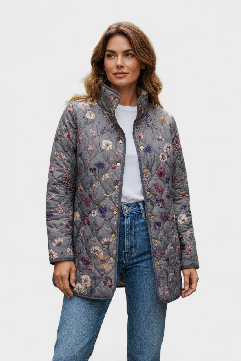 Mencía | Cazadora Acolchada Estampada Entretiempo Mujer Patchwork Floral