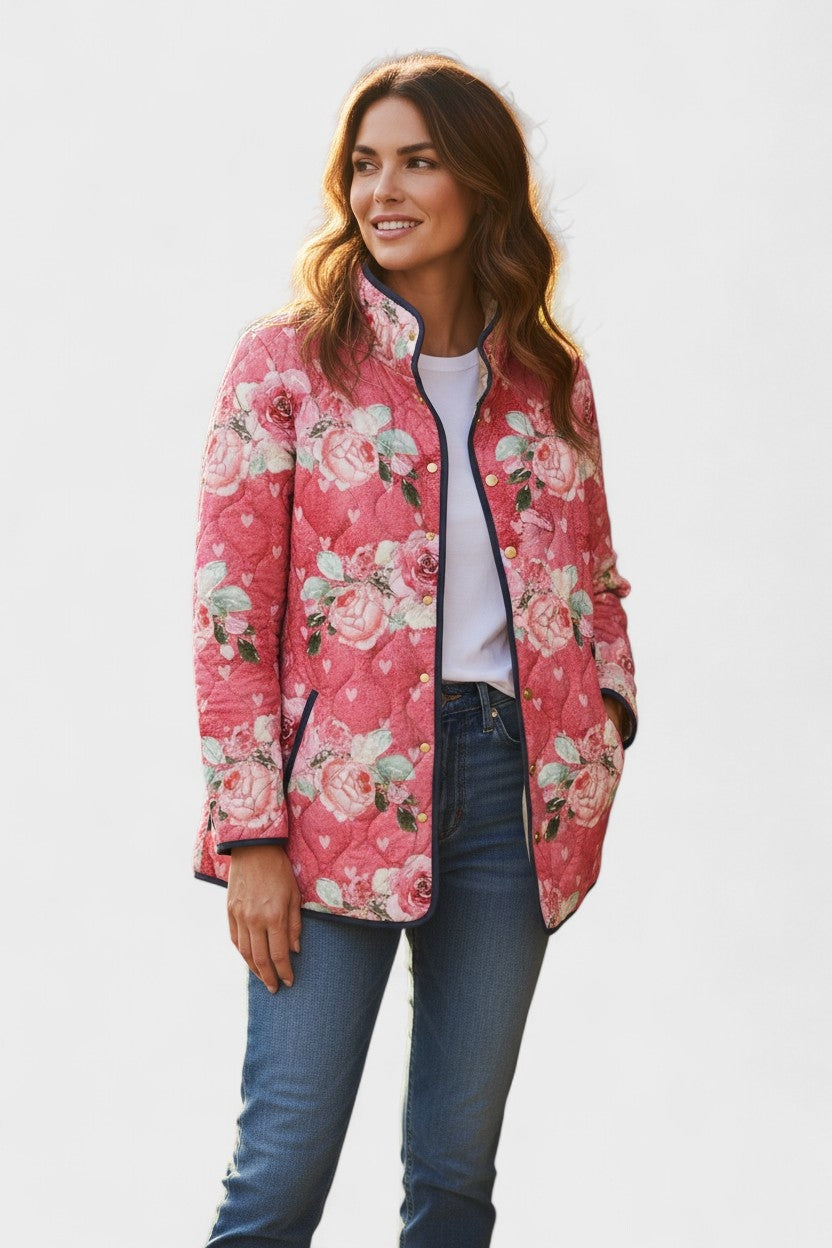 Mencía | Cazadora Acolchada Estampada Entretiempo Mujer Patchwork Floral
