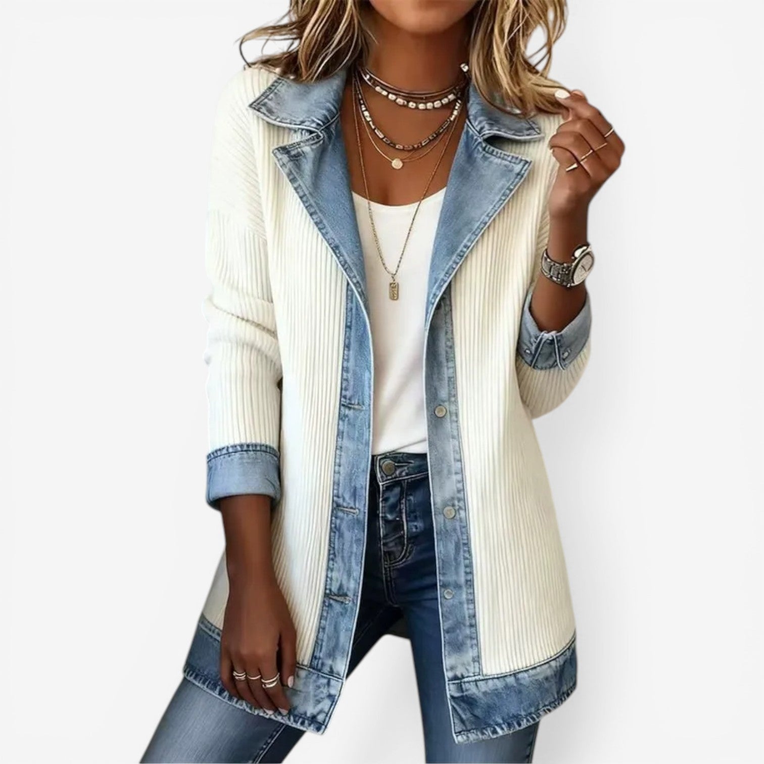Mencía | Chaqueta de Punto Vaquera Mujer Manga Larga