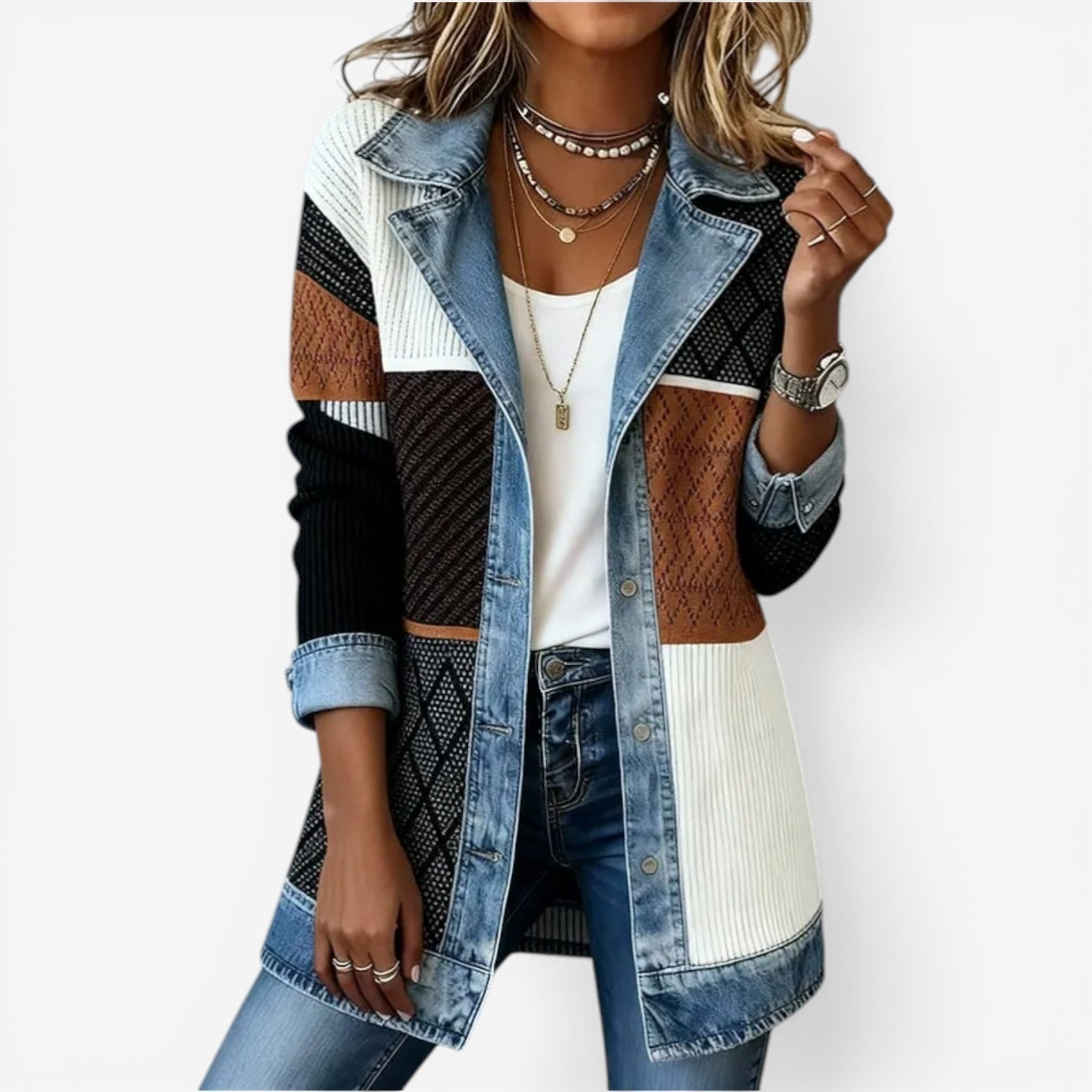 Mencía | Chaqueta de Punto Vaquera Mujer Manga Larga