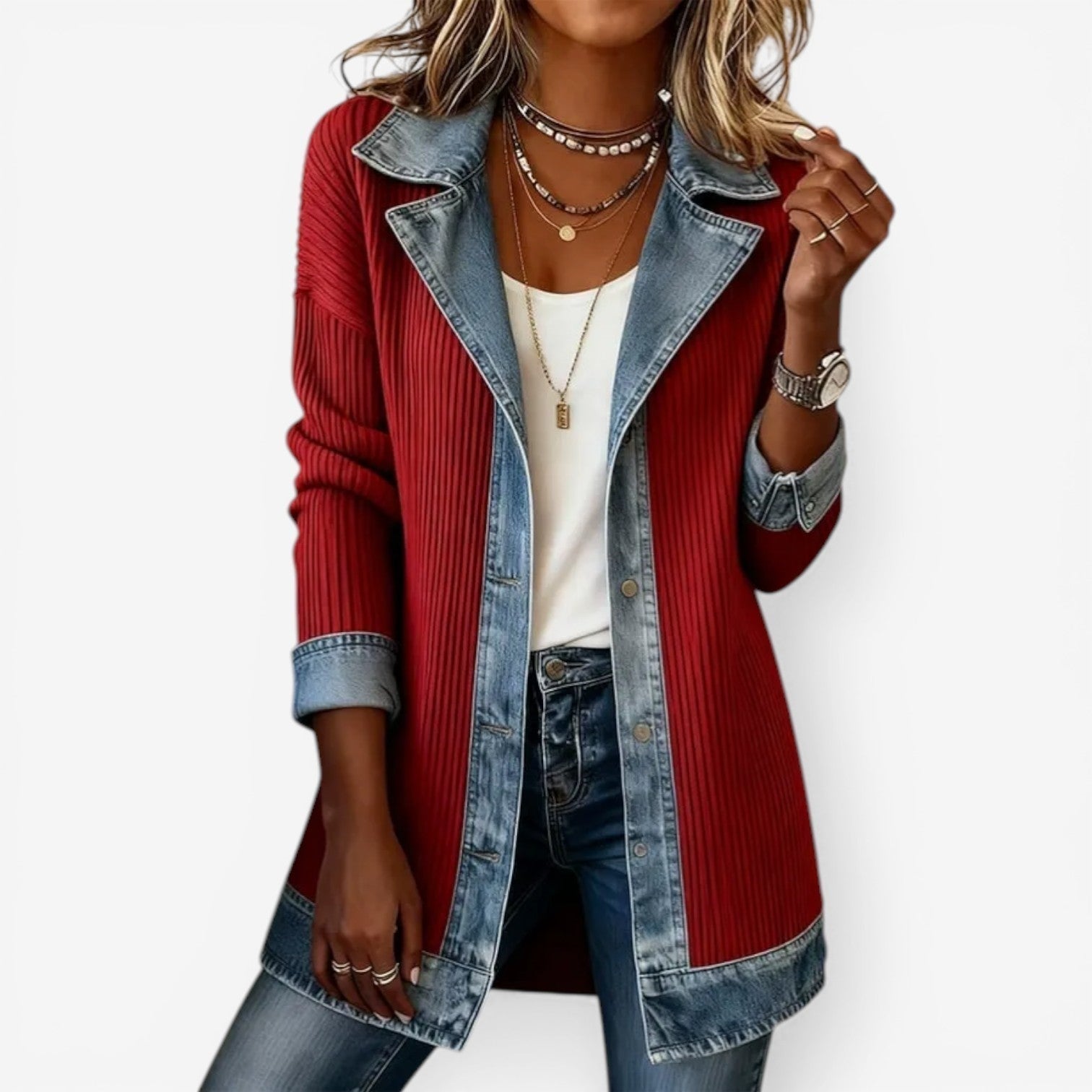 Mencía | Chaqueta de Punto Vaquera Mujer Manga Larga