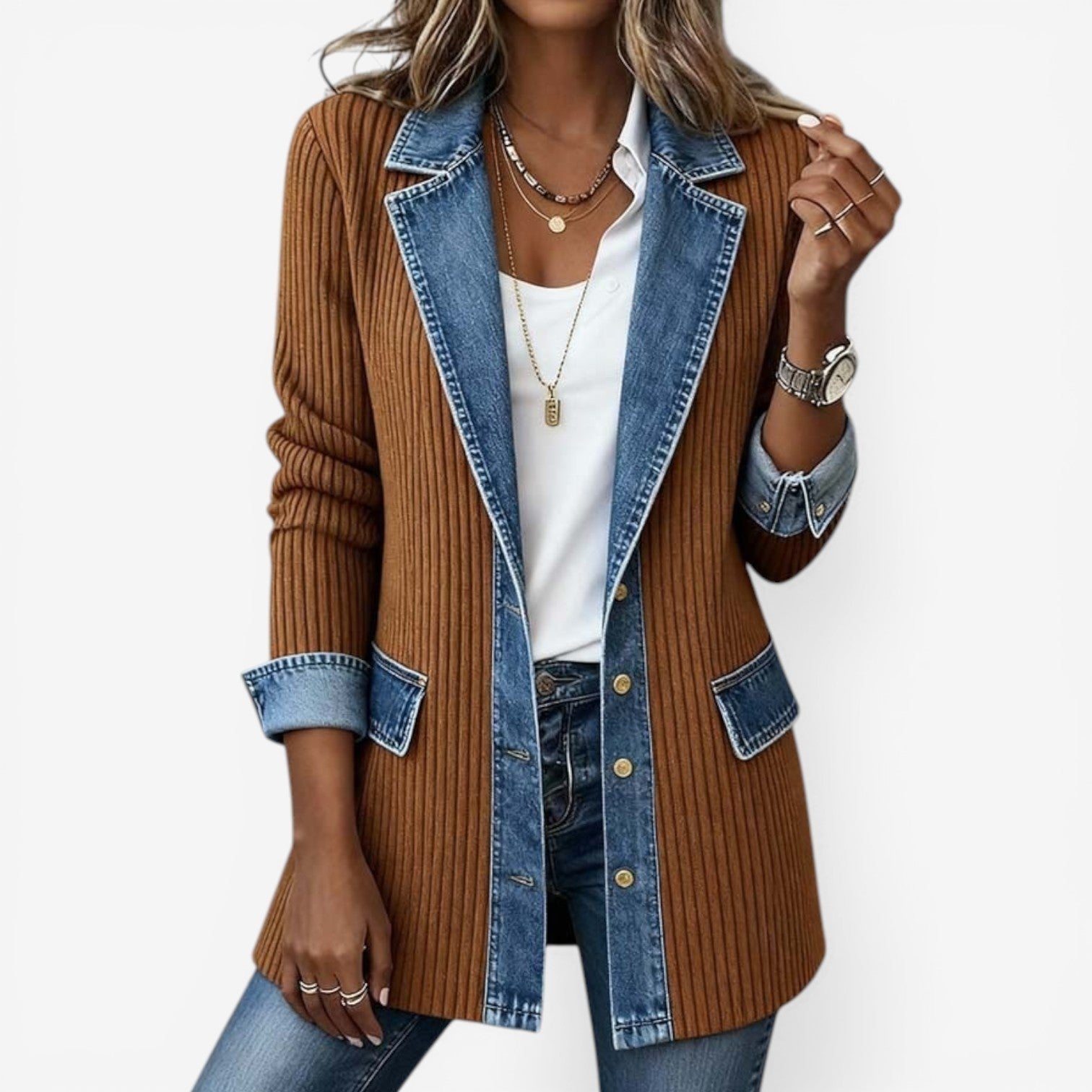 Mencía | Chaqueta de Punto Vaquera Mujer Manga Larga