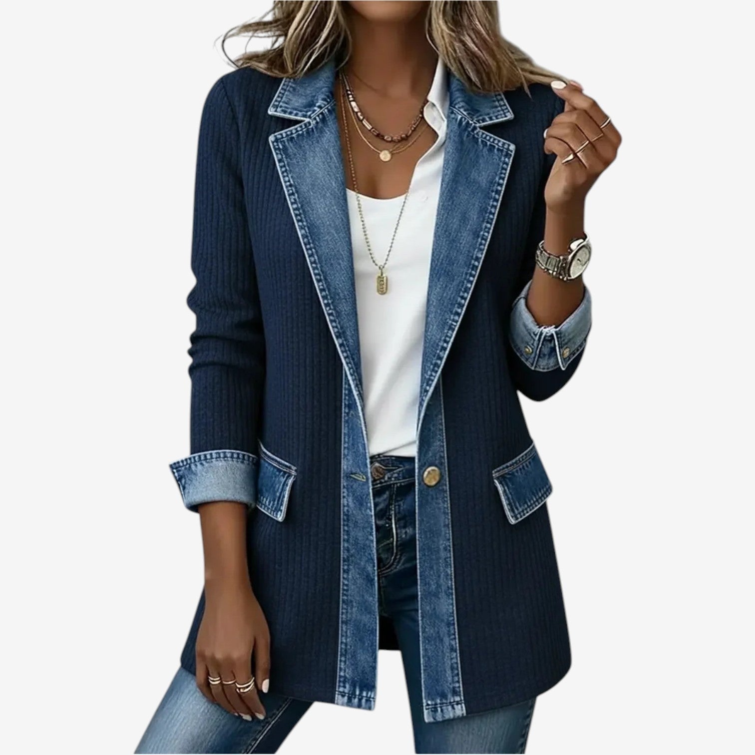 Mencía | Chaqueta de Punto Vaquera Mujer Manga Larga