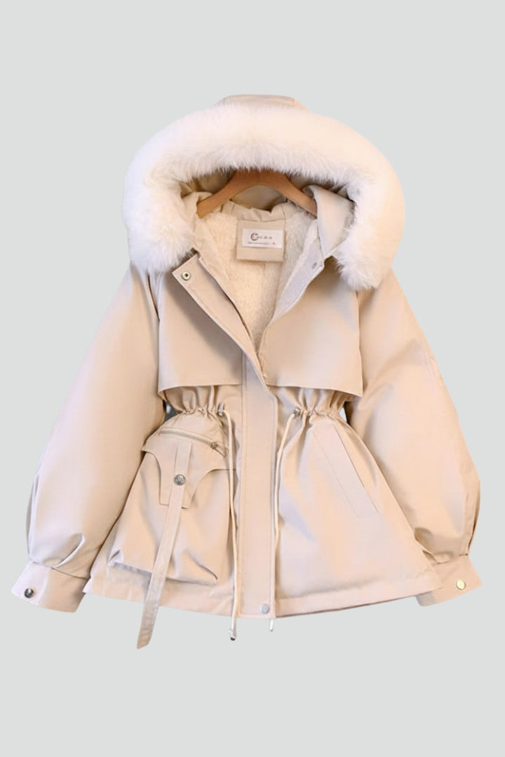 Mencía | Parka Acolchada Mujer con Capucha Piel Cordón Ajustable