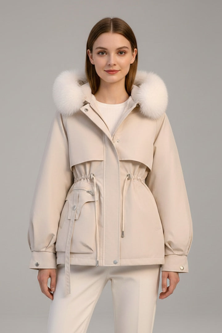 Mencía | Parka Acolchada Mujer con Capucha Piel Cordón Ajustable