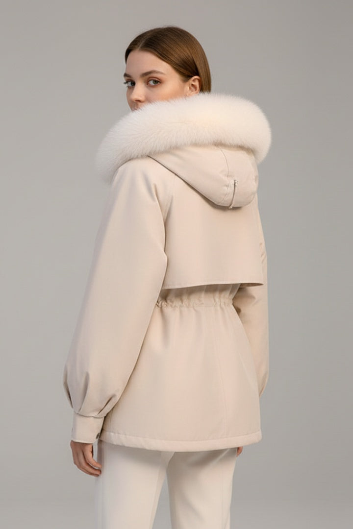 Mencía | Parka Acolchada Mujer con Capucha Piel Cordón Ajustable