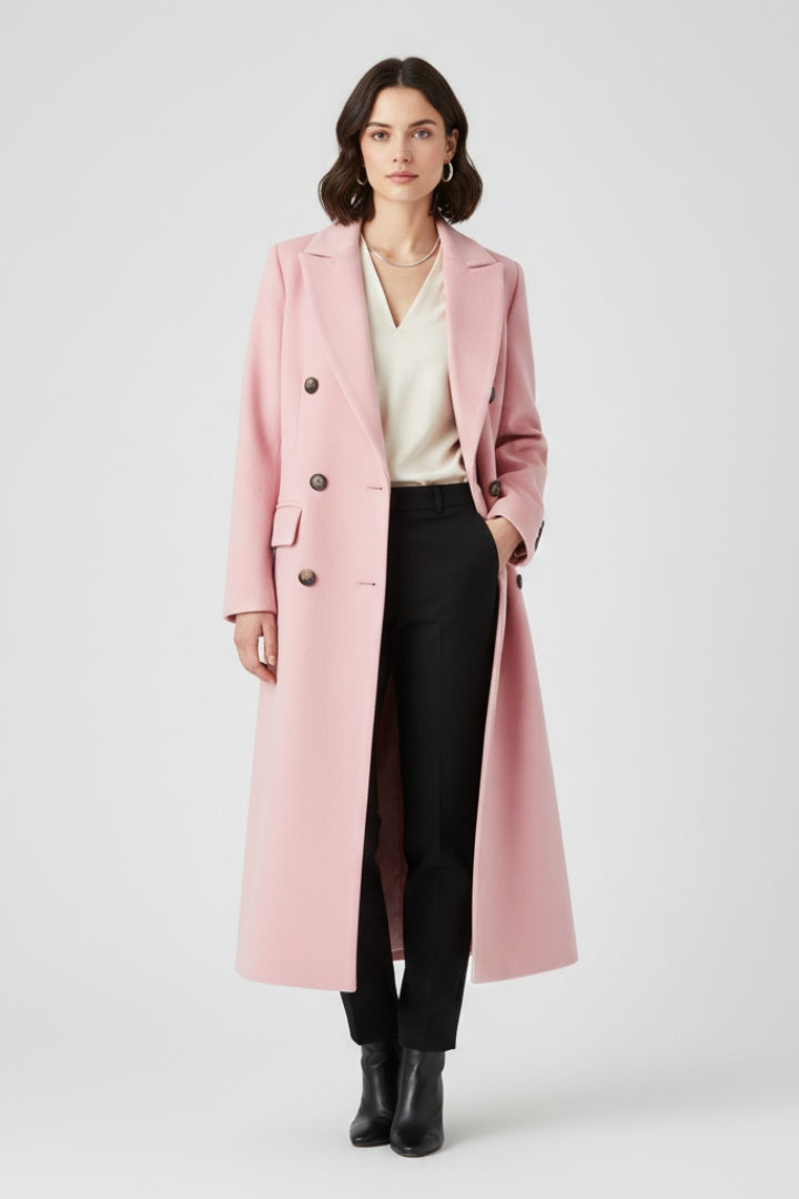 Mencía | Peacoat de Paño Largo Mujer Cuello Solapa Doble Botonadura