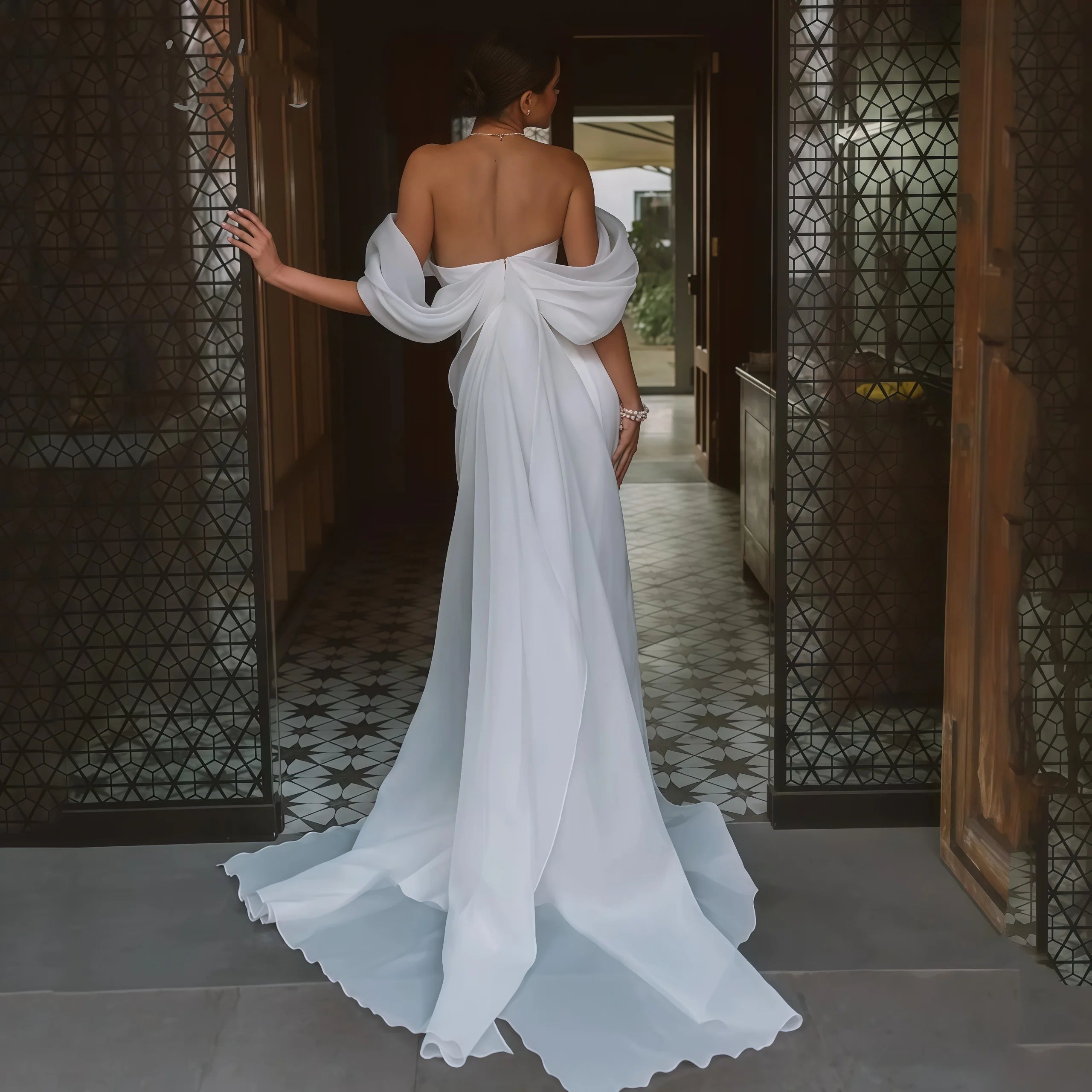 Mencía | Vestido de Novia Sencillo Sirena Mujer Hombros Descubiertos