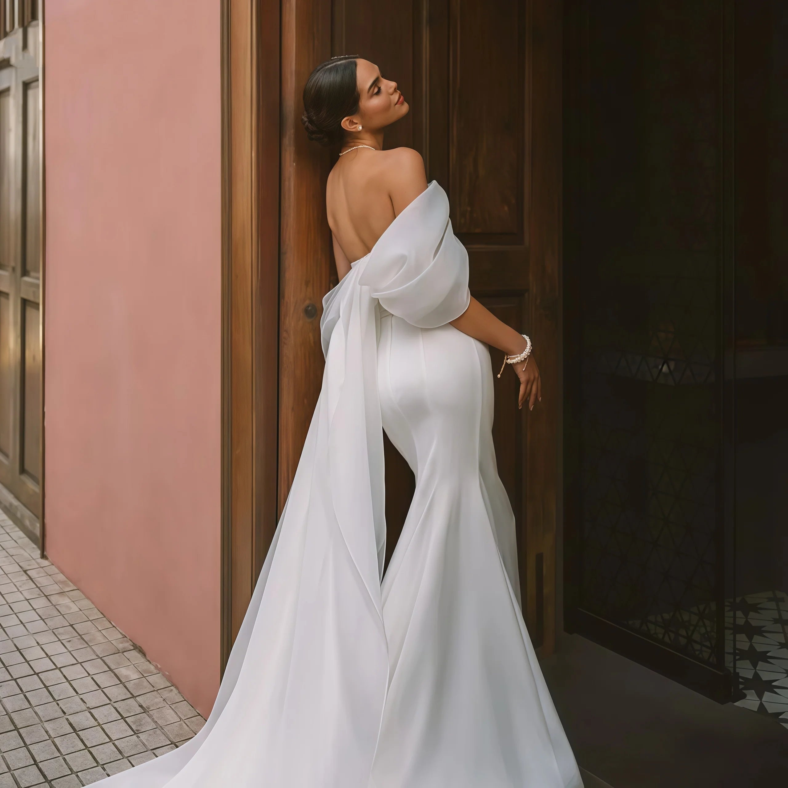 Mencía | Vestido de Novia Sencillo Sirena Mujer Hombros Descubiertos