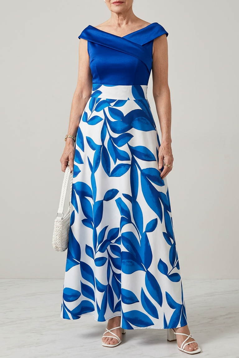Mencía | Vestido Largo Palabra de Honor Mujer Estampado Floral Invitada