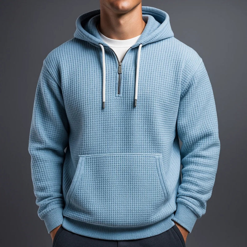 Mikel | Zip Hoodie de Tejido Waffle Hombre Media Cremallera