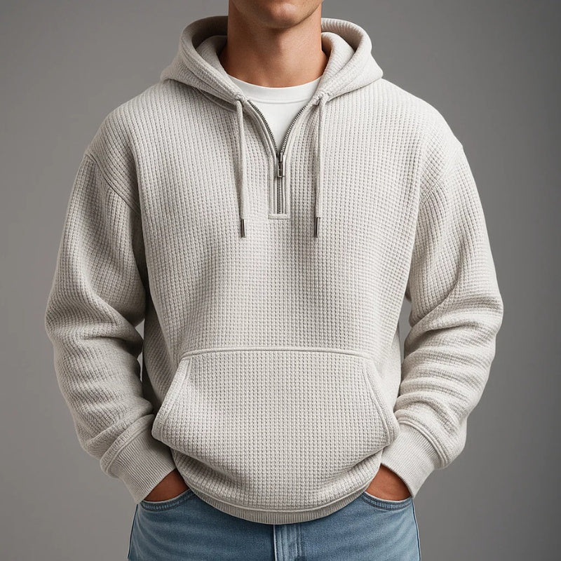 Mikel | Zip Hoodie de Tejido Waffle Hombre Media Cremallera