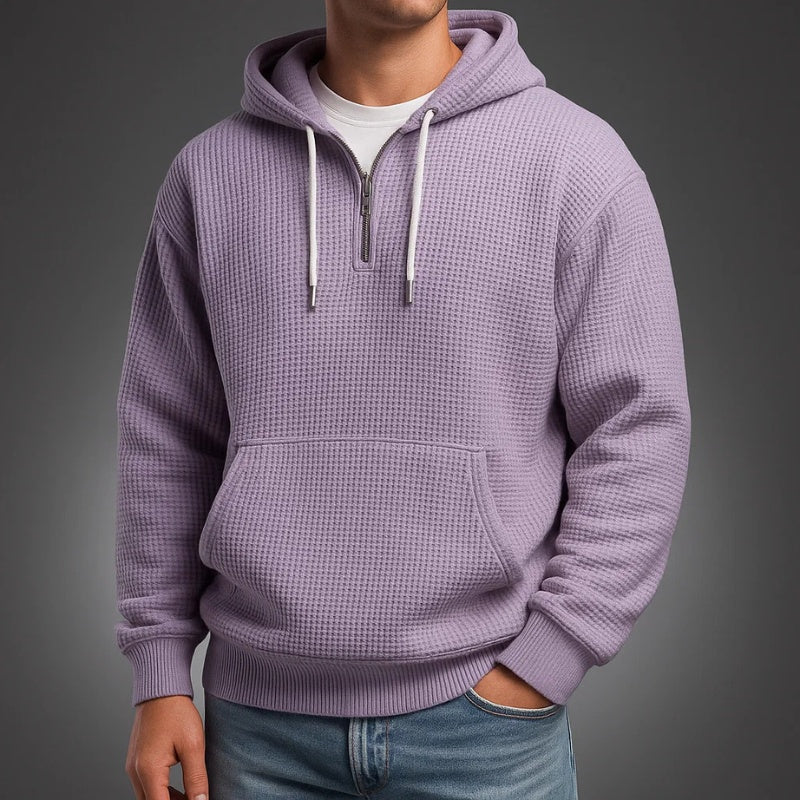 Mikel | Zip Hoodie de Tejido Waffle Hombre Media Cremallera