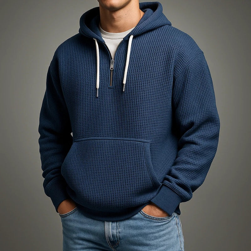 Mikel | Zip Hoodie de Tejido Waffle Hombre Media Cremallera