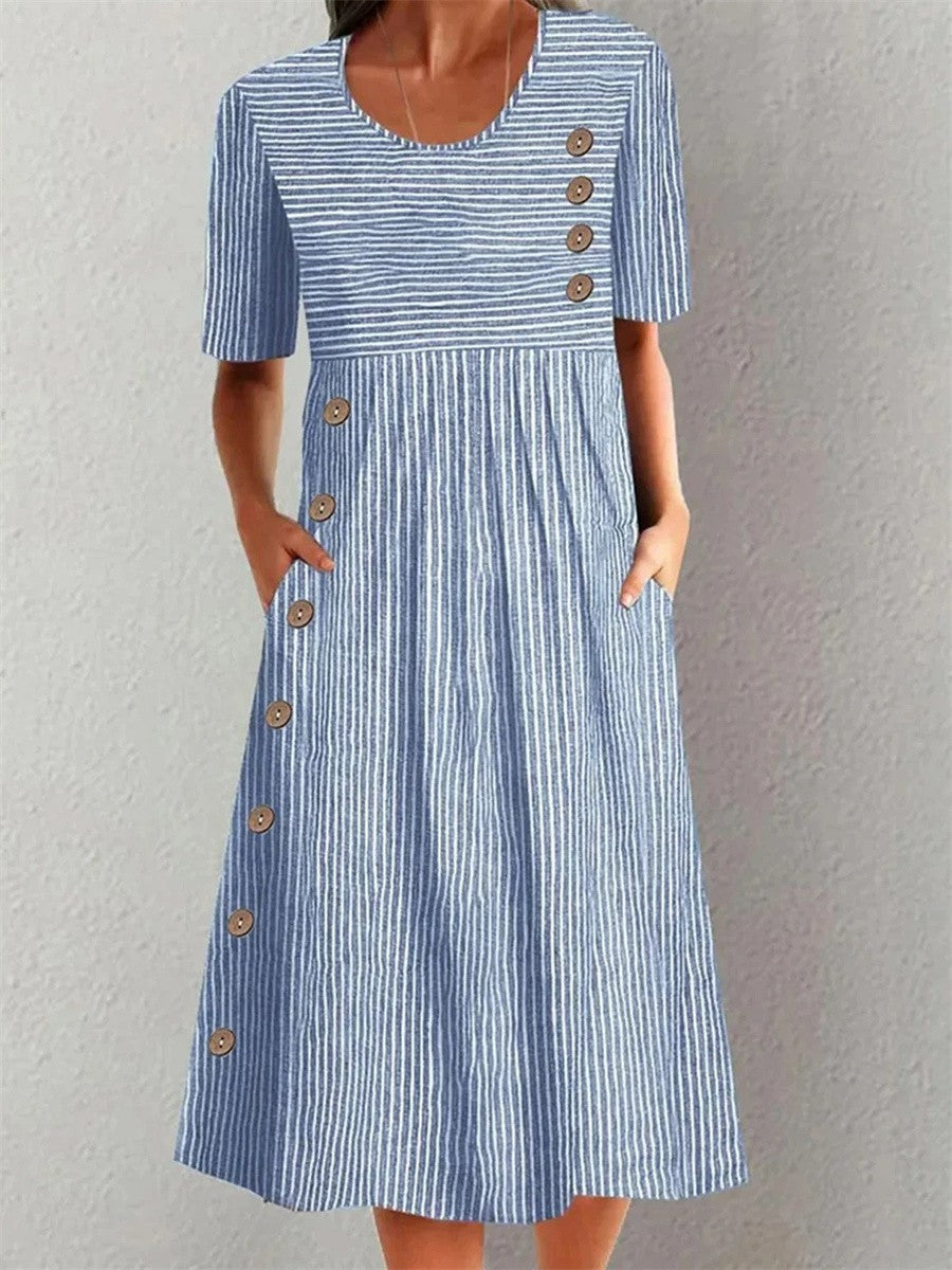 Milagros | Vestido Midi Camisero con Botones Mujer Estampado