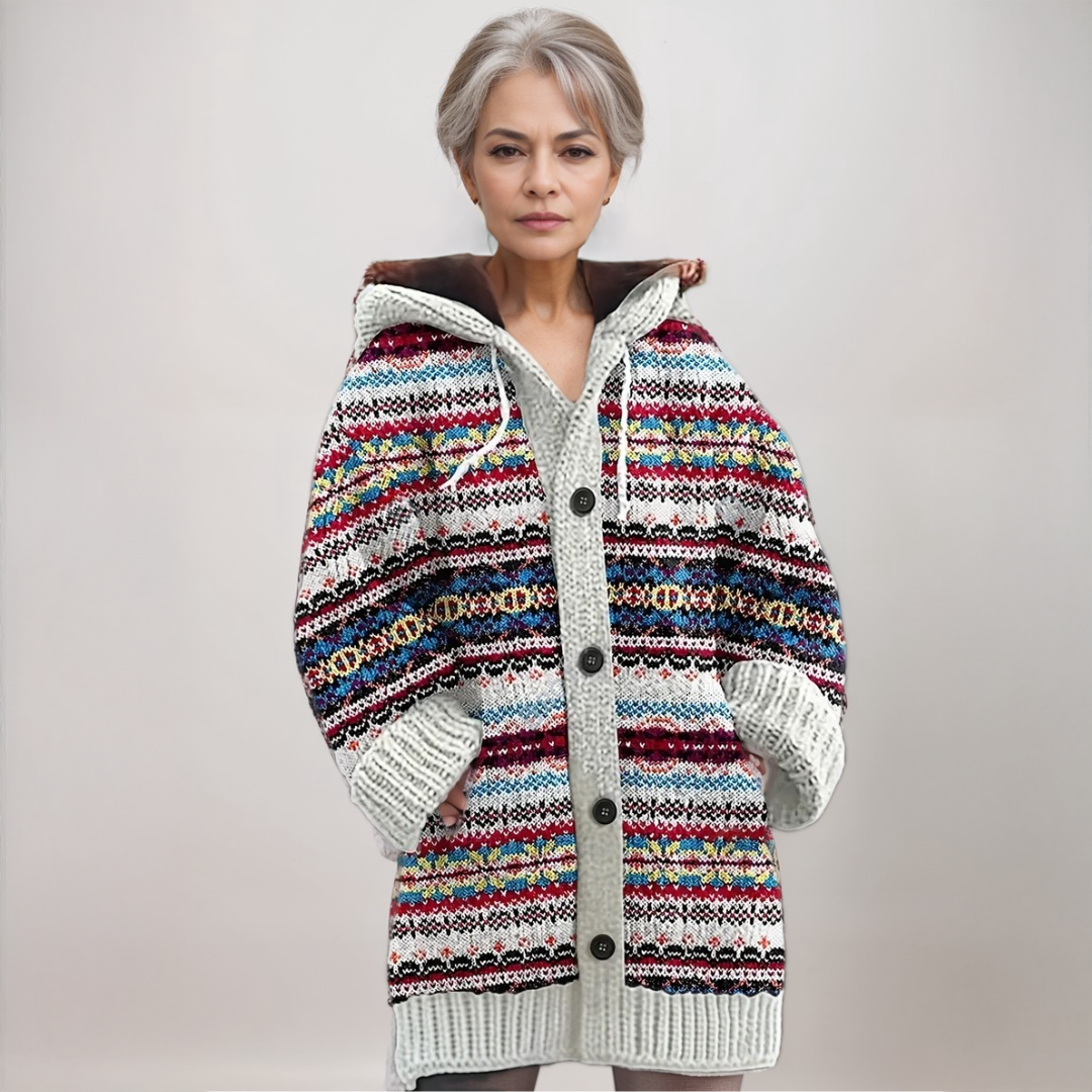 Miriam | Jersey de Rayas Mujer con Capucha Largo Punto