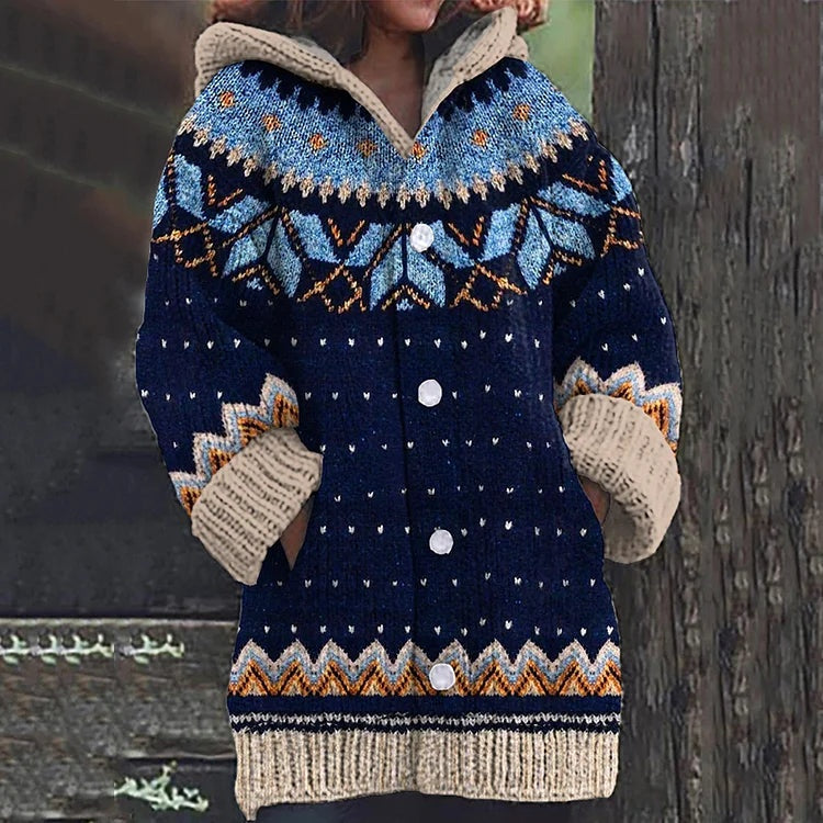 Miriam | Jersey de Rayas Mujer con Capucha Largo Punto