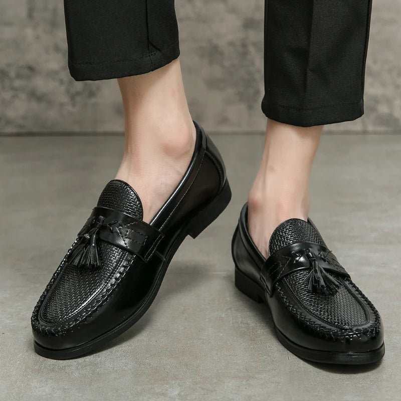 Mocasines con Borlas Hombre Textura Tejida