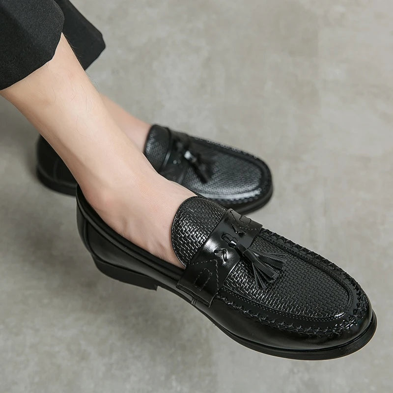 Mocasines con Borlas Hombre Textura Tejida