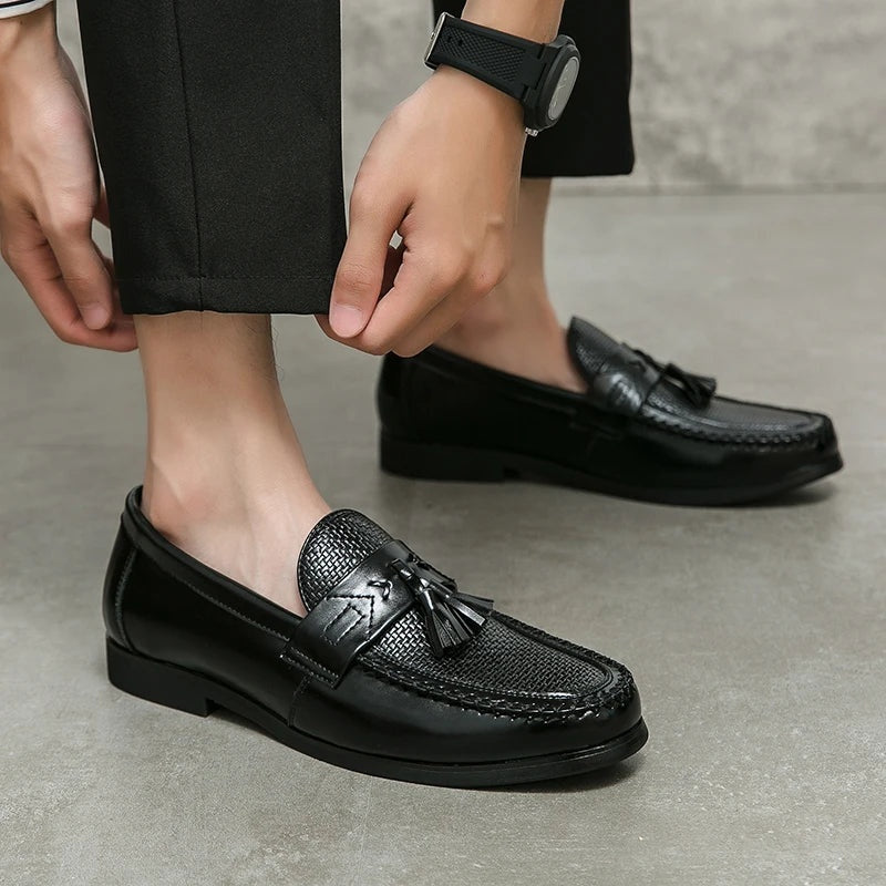 Mocasines con Borlas Hombre Textura Tejida