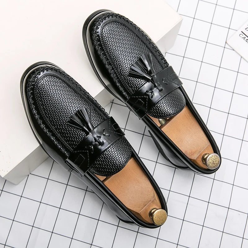 Mocasines con Borlas Hombre Textura Tejida