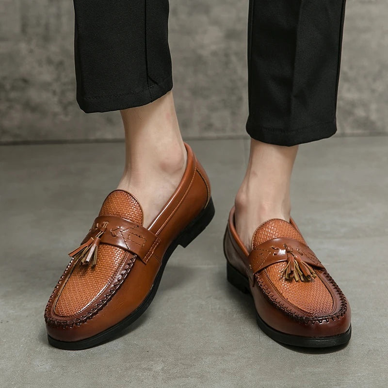 Mocasines con Borlas Hombre Textura Tejida