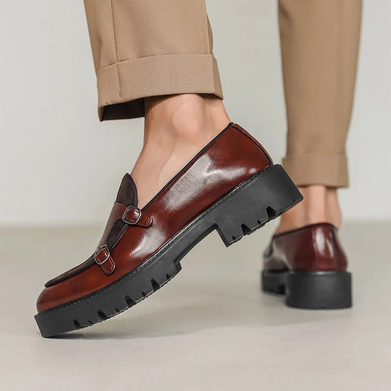 Mocasines Monk Doble Hebilla Hombre Suela Gruesa