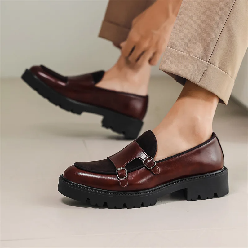 Mocasines Monk Doble Hebilla Hombre Suela Gruesa