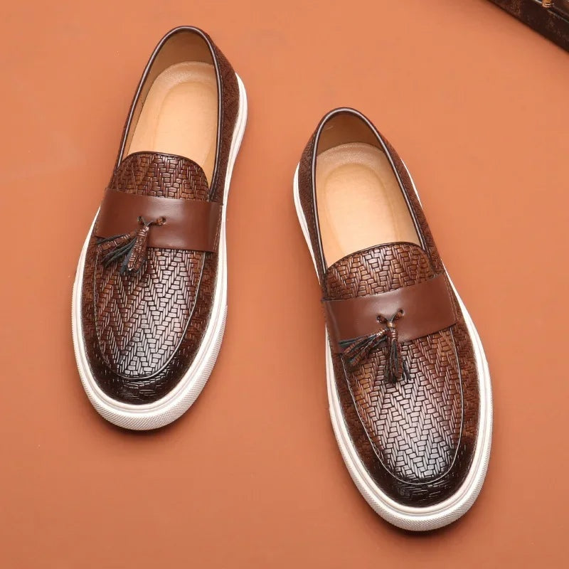 Mocasines Tejidos con Borlas Hombre Slip-On