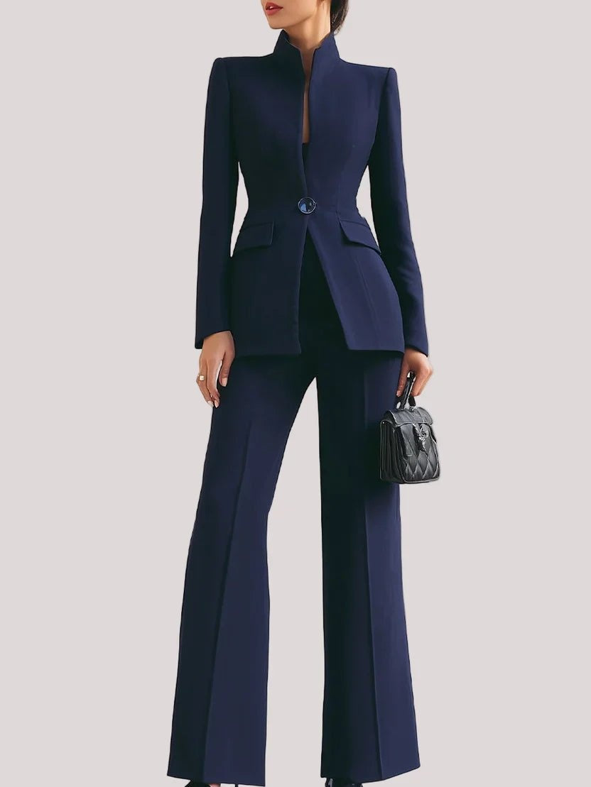 Mónica | Conjunto de Traje Profesional Blazer y Pantalón Mujer Cintura Alta