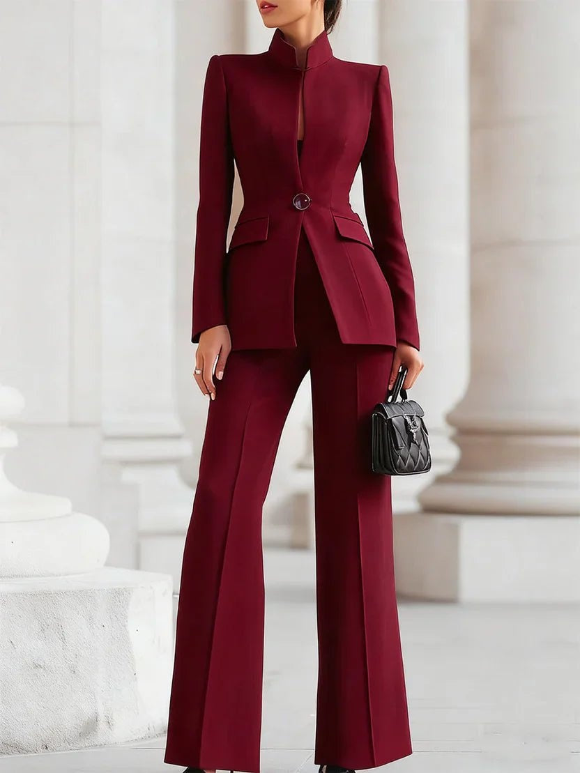 Mónica | Conjunto de Traje Profesional Blazer y Pantalón Mujer Cintura Alta