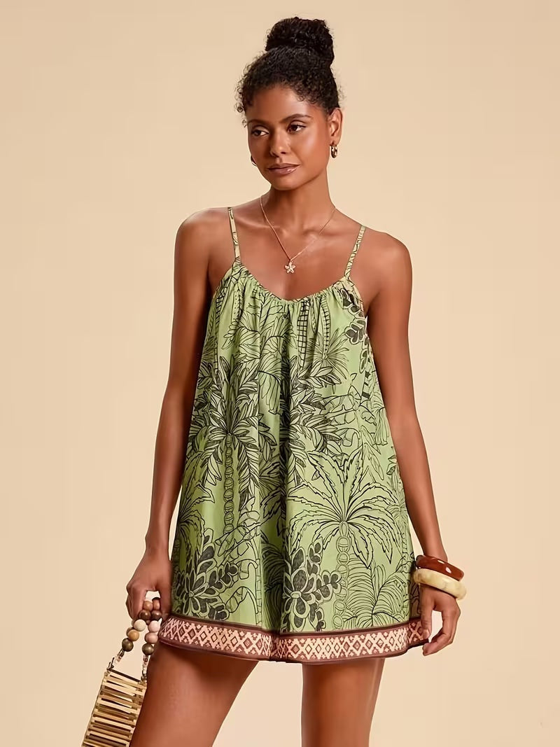 Mono Corto Estampado Tropical Mujer Tirantes
