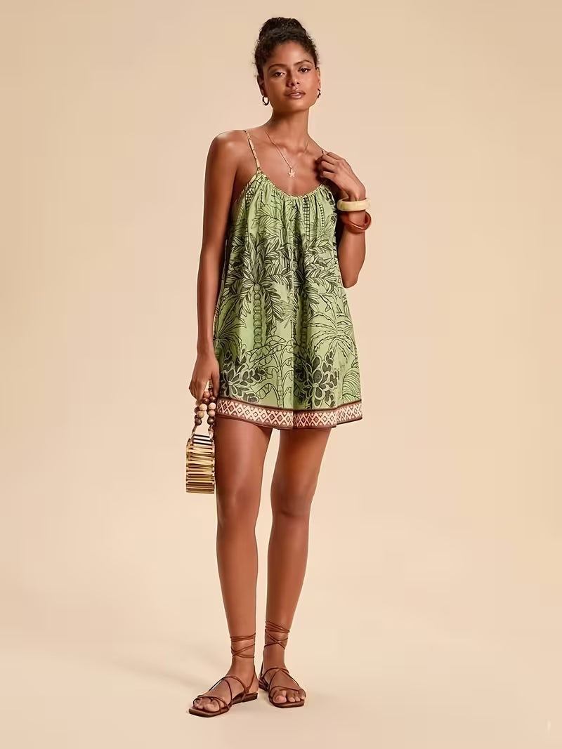 Mono Corto Estampado Tropical Mujer Tirantes
