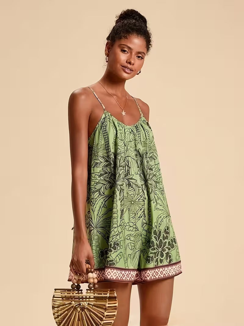 Mono Corto Estampado Tropical Mujer Tirantes