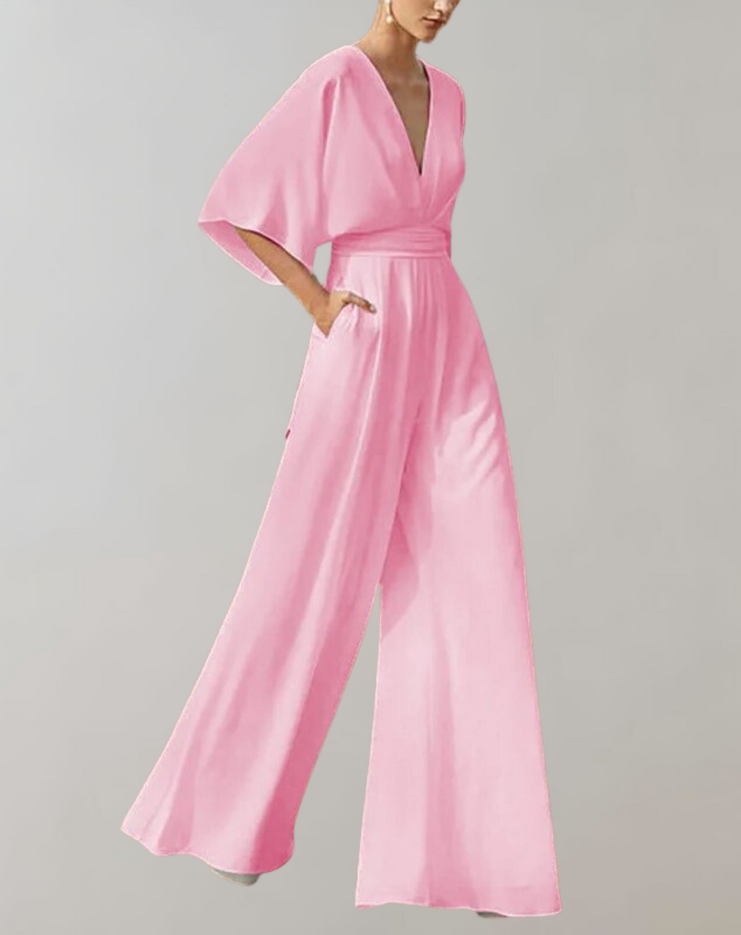 Mono Largo Elegante de Escote V Mujer Mangas Anchas