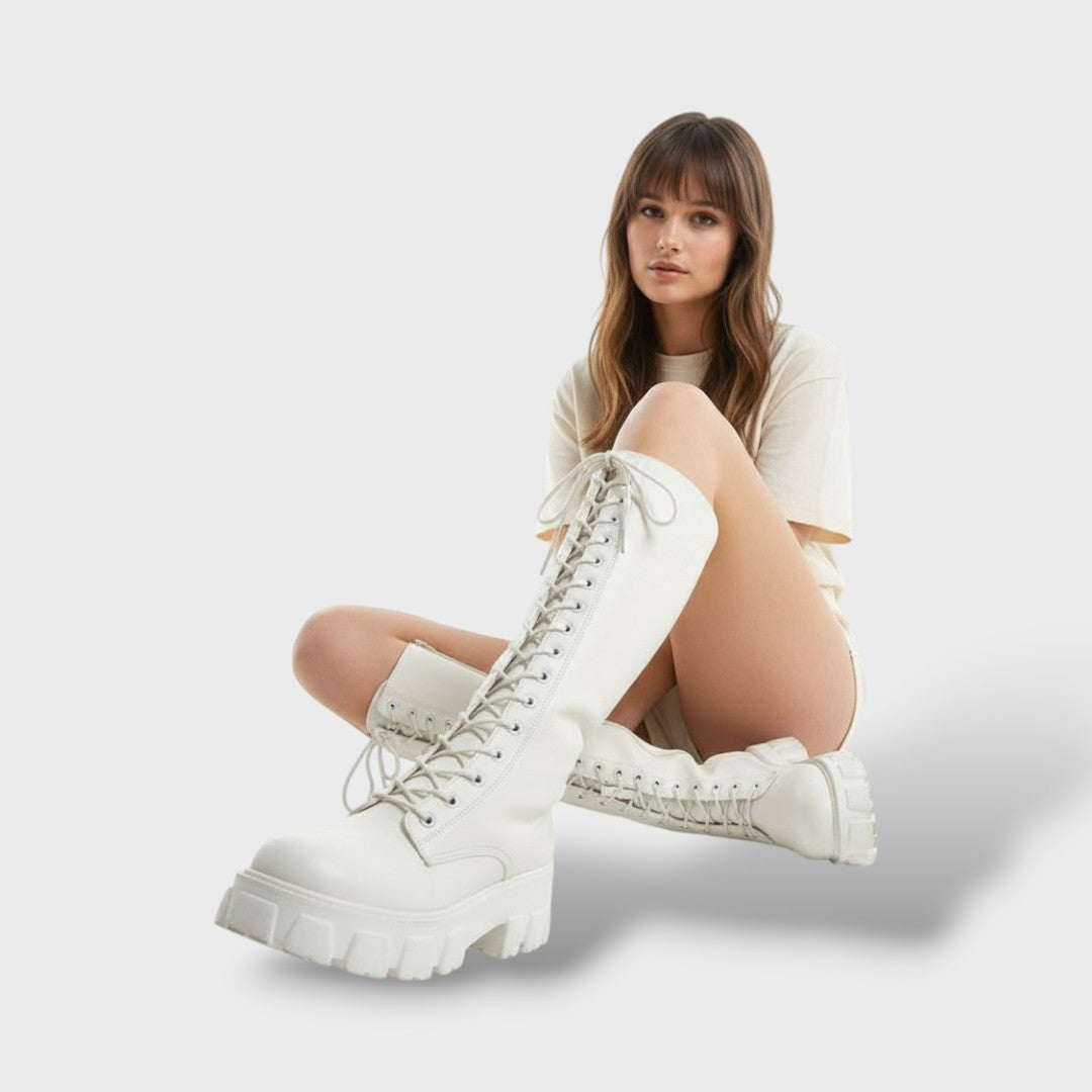 Montserrat | Botas Militares con Cordones Mujer Caña Alta Plataforma