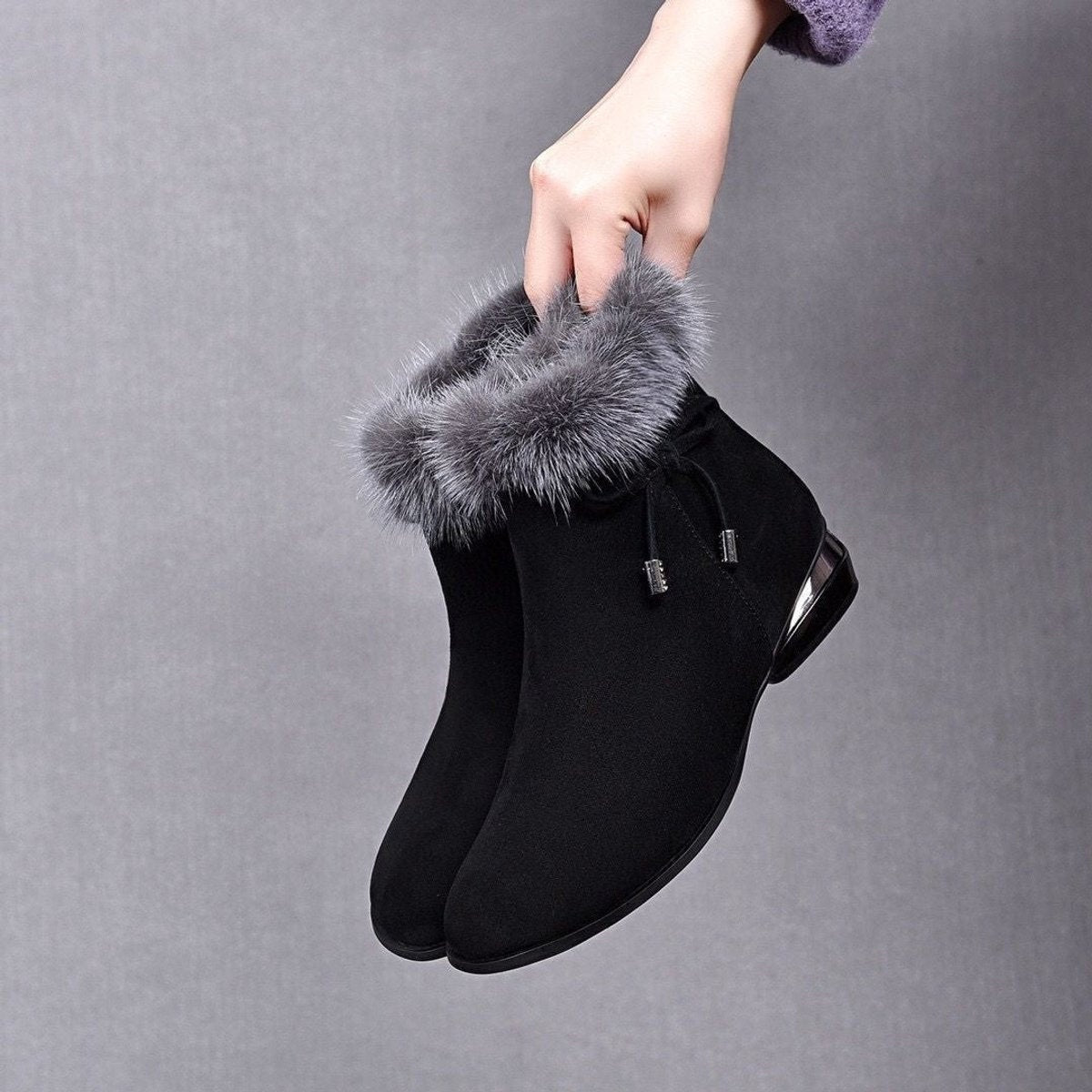 Montserrat | Botines de Ante con Pelo Mujer Tacón Bajo Invierno
