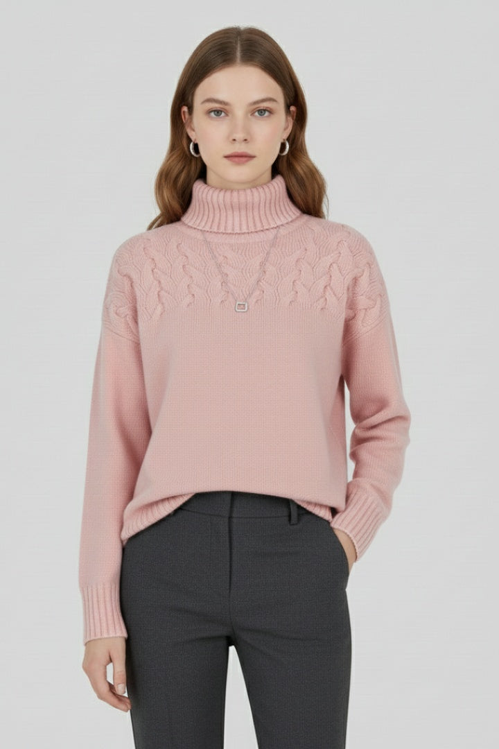 Montserrat | Jersey de Punto con Cuello Alto Mujer Trenzas Oversize