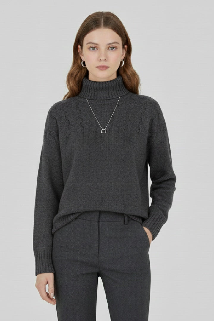 Montserrat | Jersey de Punto con Cuello Alto Mujer Trenzas Oversize
