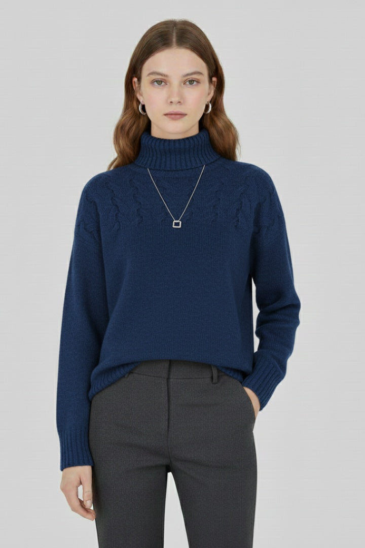 Montserrat | Jersey de Punto con Cuello Alto Mujer Trenzas Oversize