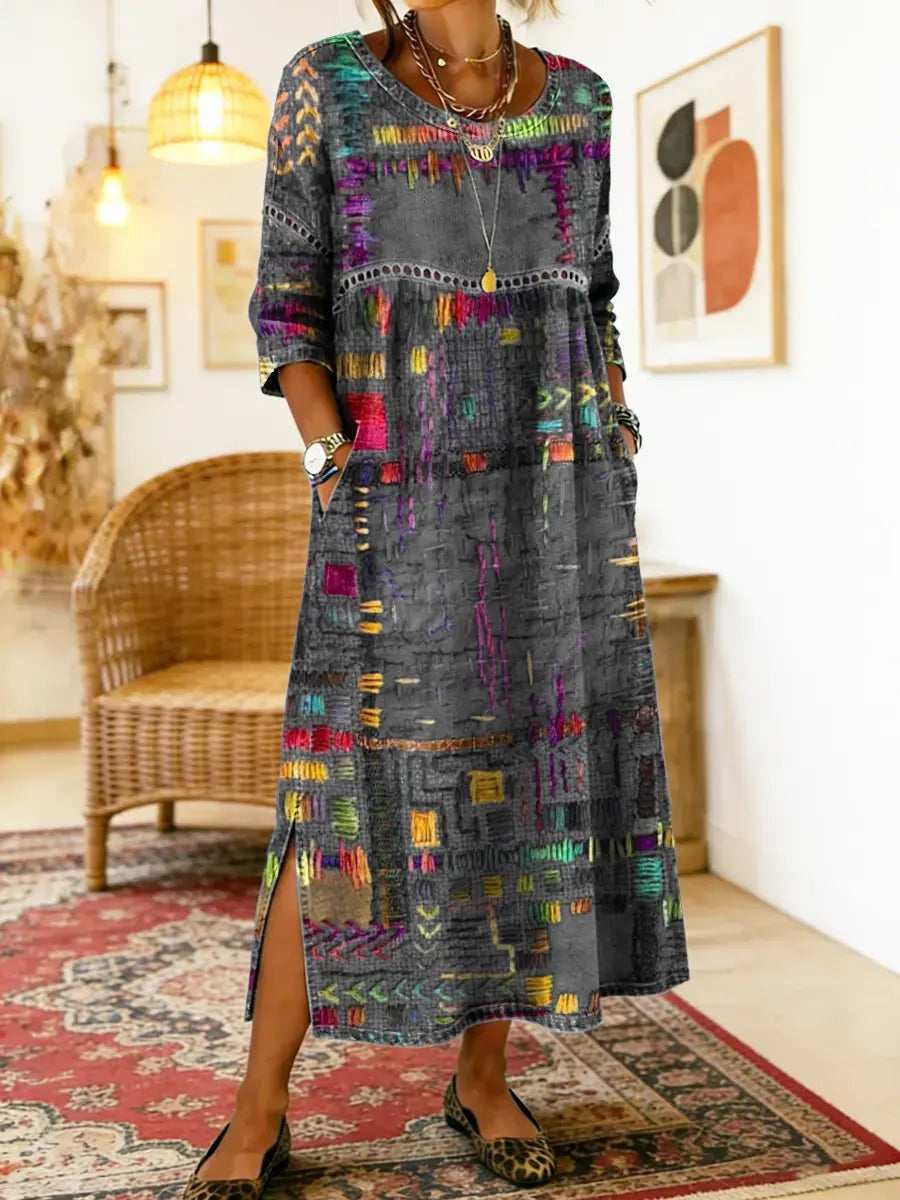 Montserrat | Vestido Largo Boho Mujer Estampado Patchwork