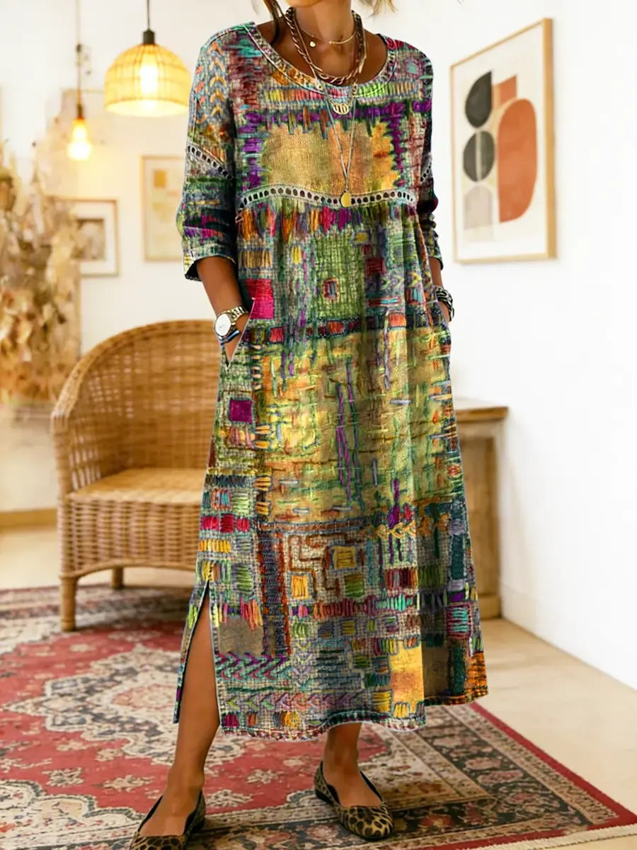 Montserrat | Vestido Largo Boho Mujer Estampado Patchwork