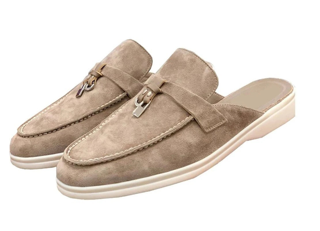 Mules Destalonados Mujer Estilo Loafer Hebilla