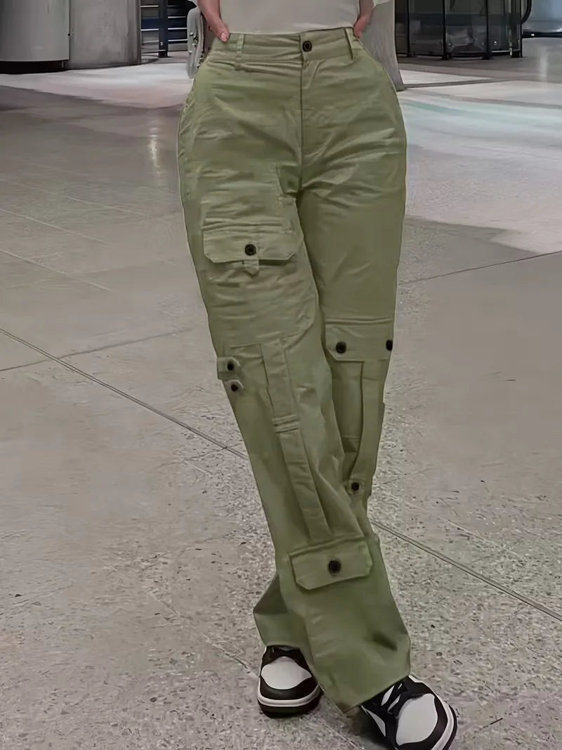 Naia | Pantalón Cargo de Polipiel Mujer Cintura Alta